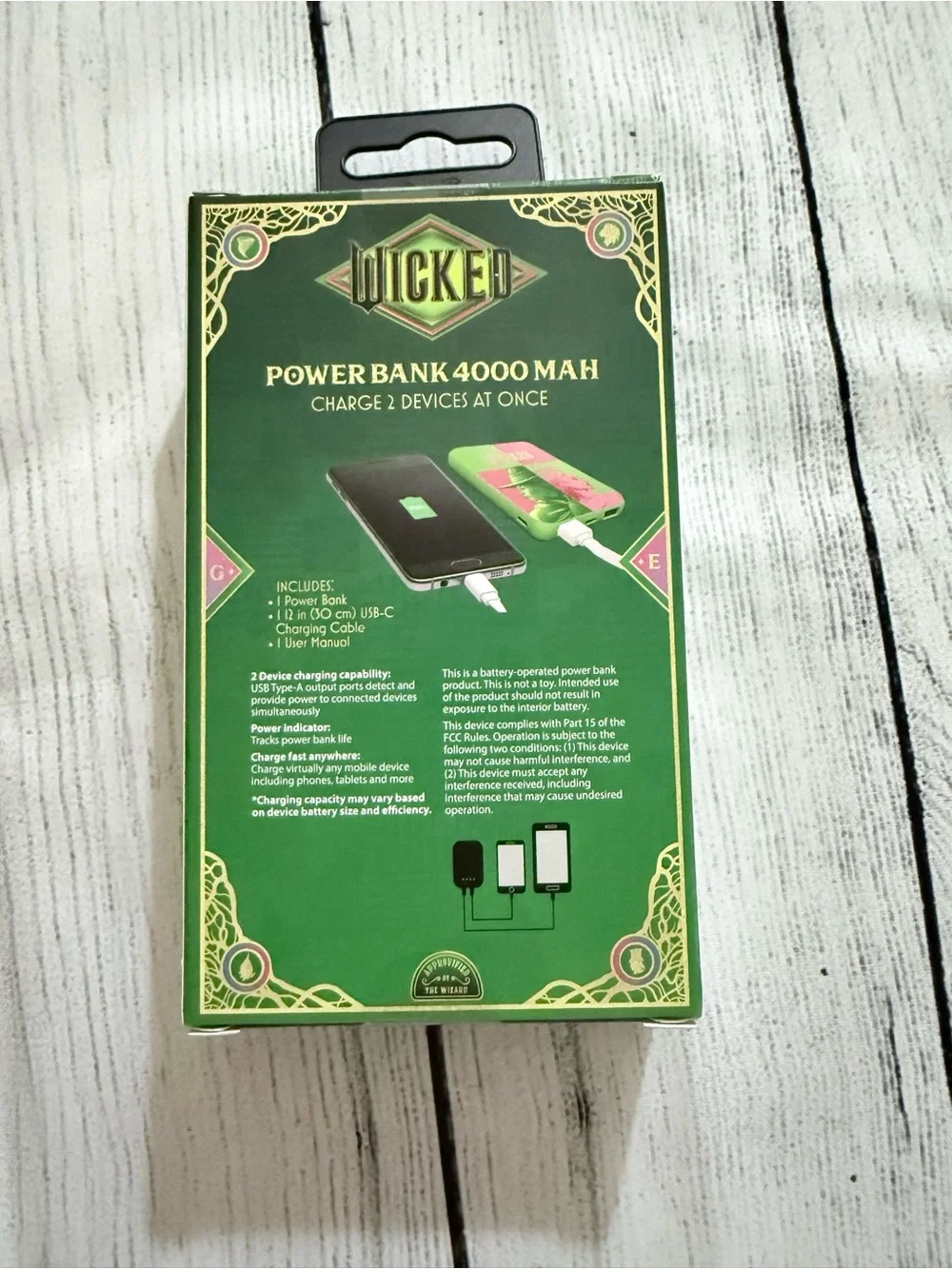 Wicked 4000mAh Pink & Green Power Bank Portable Charger